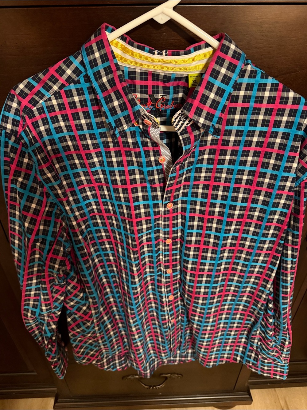 Robert Graham Multicolor Plaid Shirt with Pink, Teal & Black